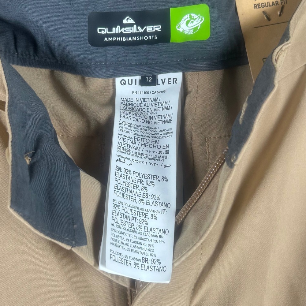 Quiksilver Youth Amphibian Shorts Khaki Tan Hybrid Walkshorts Size 12 New - Picture 5 of 9